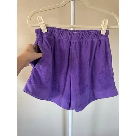 Danielle Bernstein Purple Terrycloth Lounge Short - M Casual Leisurewear Vibrant - Picture 3 of 7